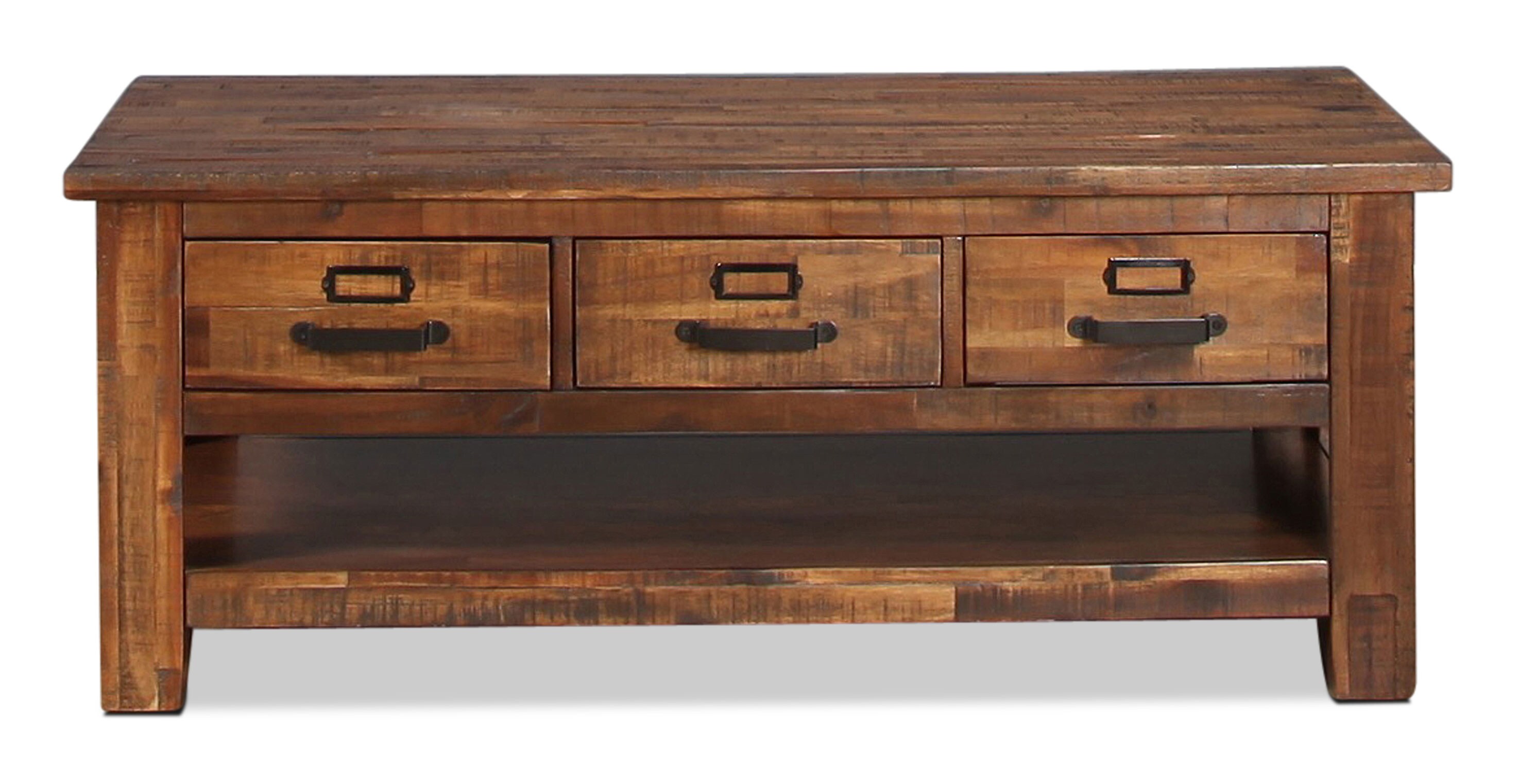 Reign Coffee Table Distressed Medium Brown Levin Furniture