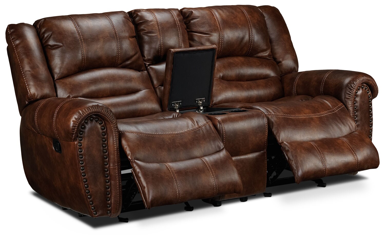 Whitaker Gliding Reclining Loveseat with Console Brown Leon's