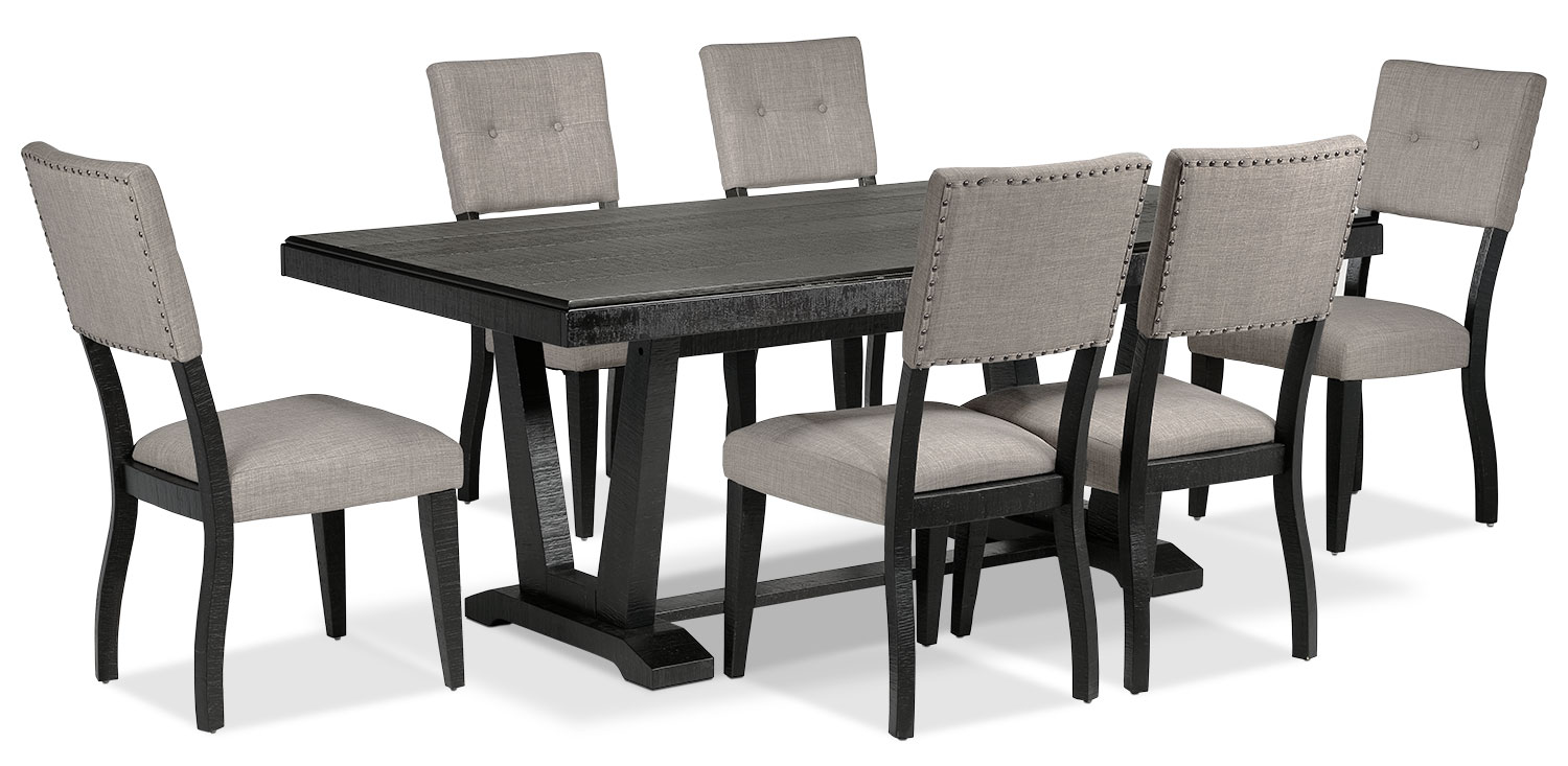 Imari 7Piece Dining Room Set Black and Grey Leon's