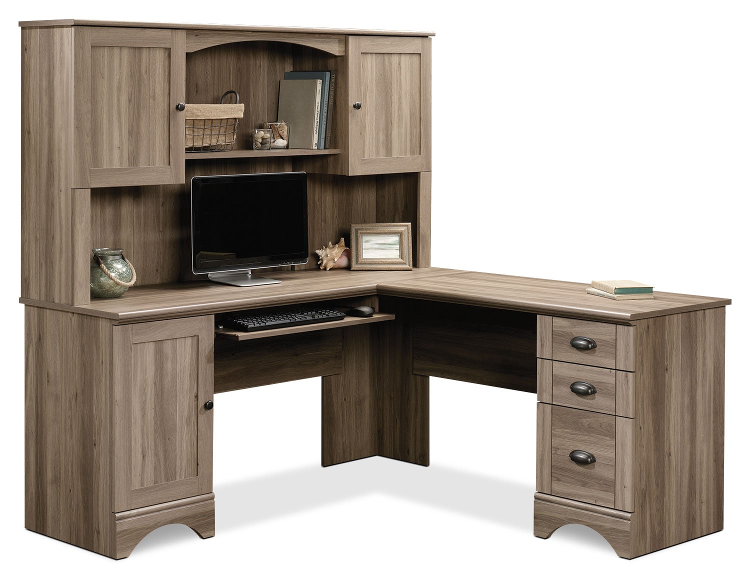 Harbor View Corner Desk With Hutch – Salt Oak The Brick - Click To Change Image harbor view corner desk with hutch – salt oak the brick - click to change image