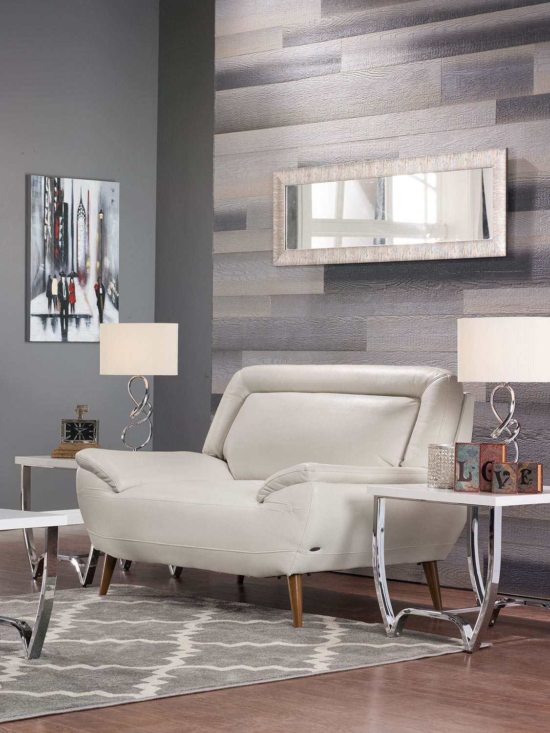 Roxy LeatherLook Fabric ChairandaHalf Beige The Brick