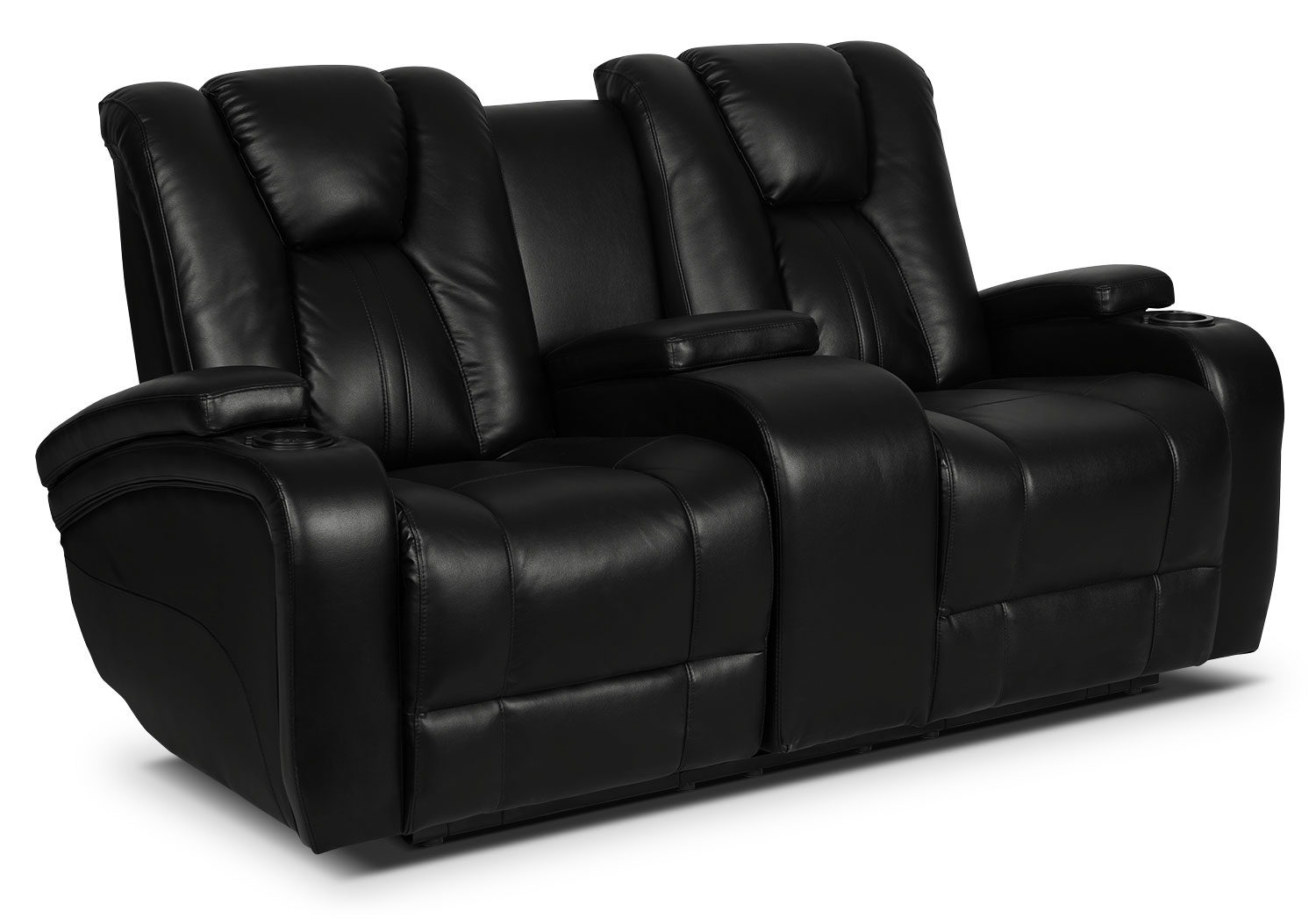Zander Bonded Leather Power Reclining Loveseat Black The Brick