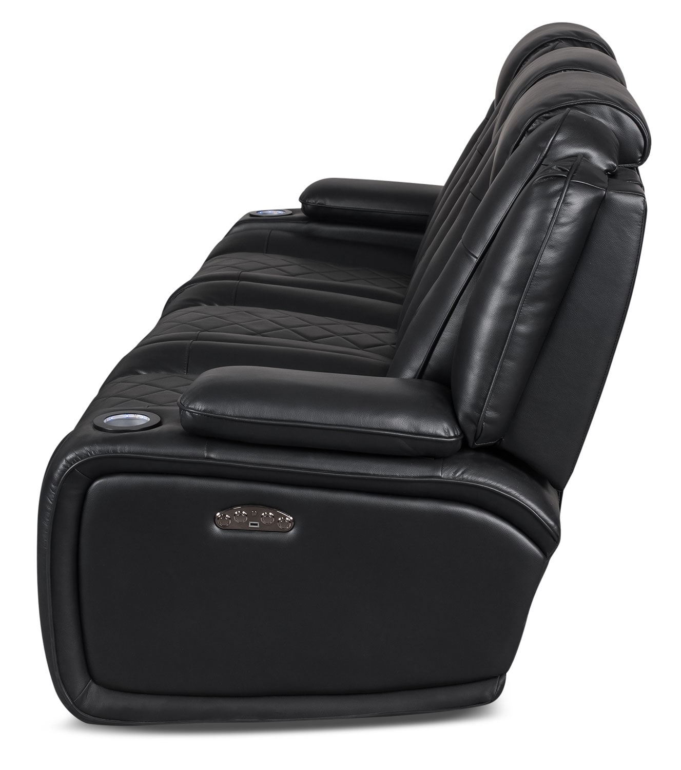 Lonzo Leather Look Fabric Power Reclining Sofa – Black