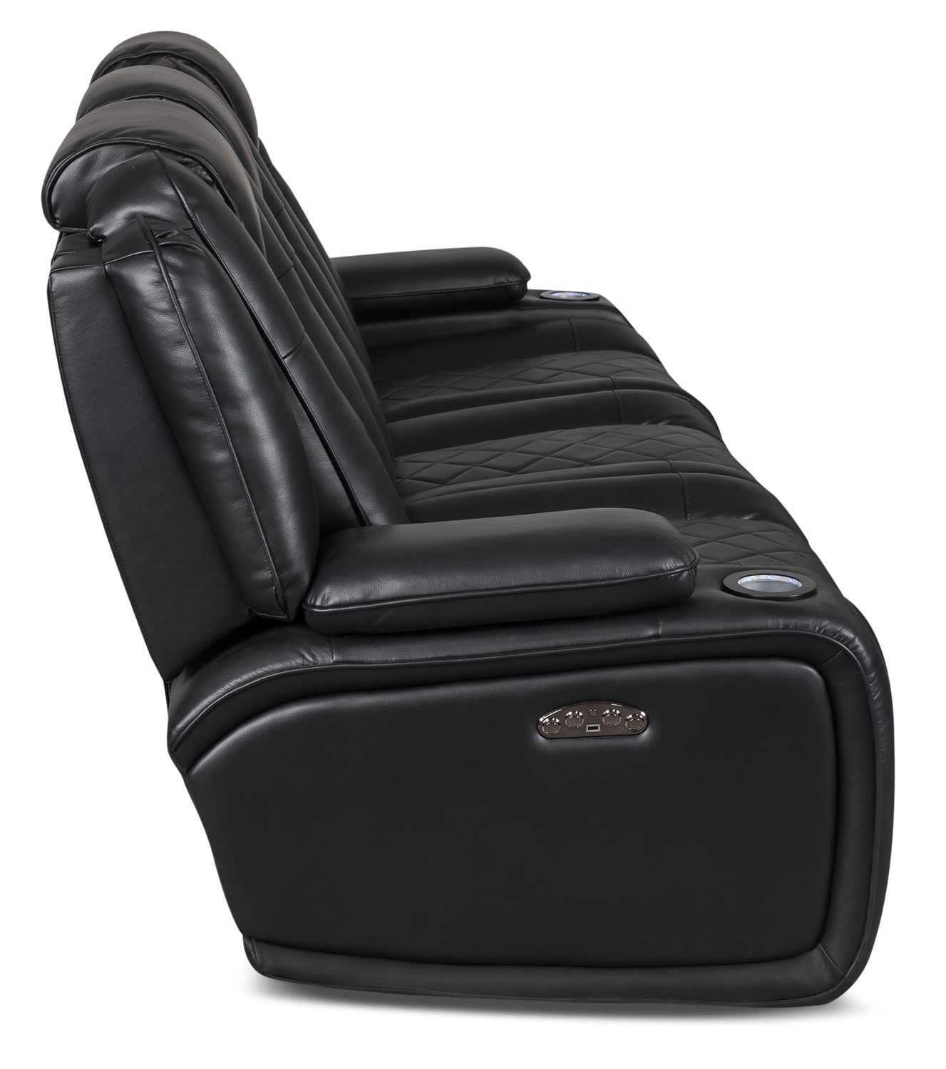 Lonzo Leather Look Fabric Power Reclining Sofa – Black