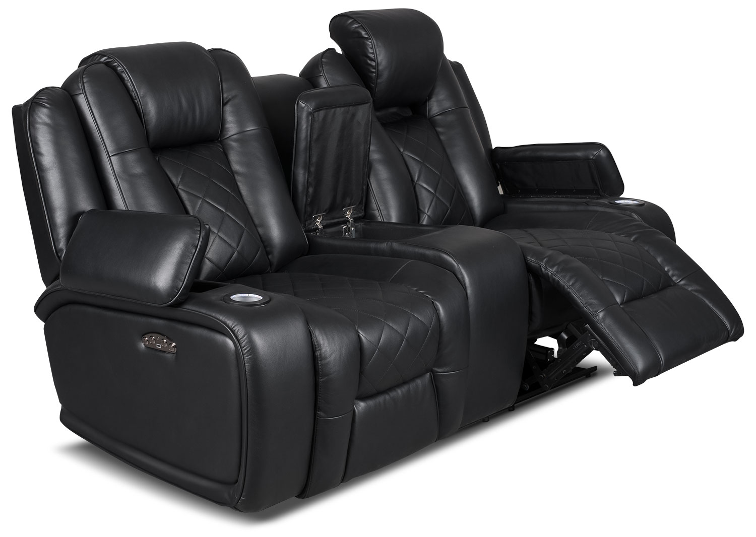 Lonzo LeatherLook Fabric Power Reclining Loveseat Black The Brick