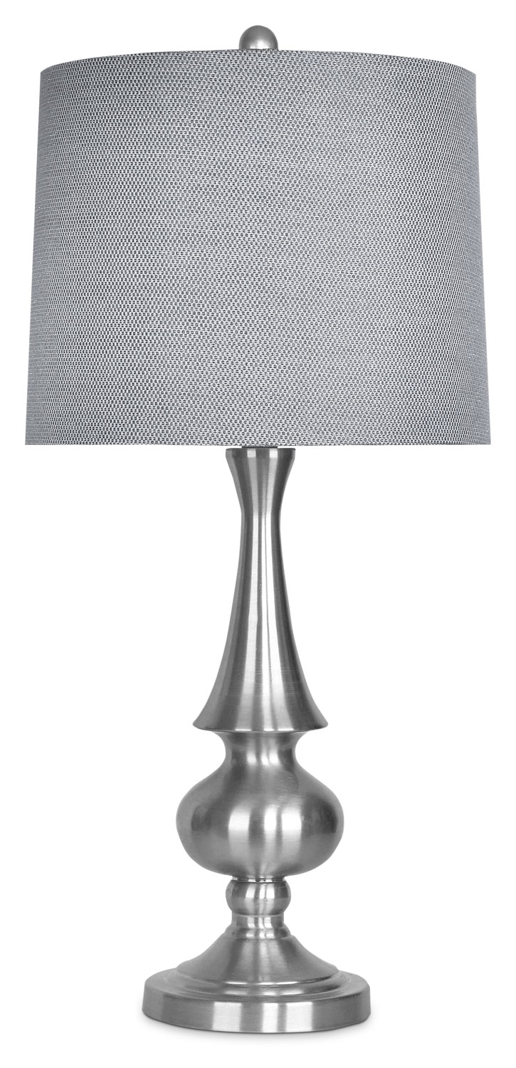 Brushed Nickel Table Lamp with Grey Metallic Shade The Brick