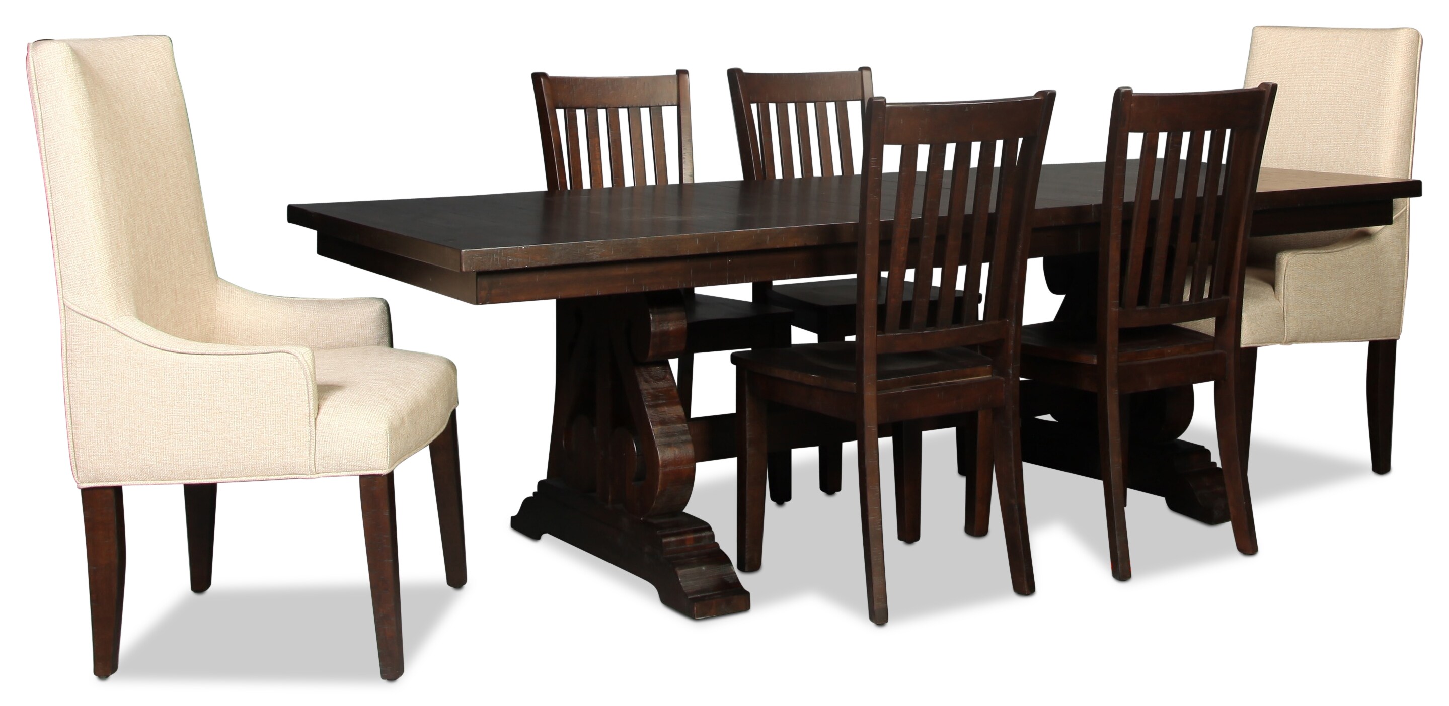 Hudson Table and 4 Side Chairs Walnut Levin Furniture