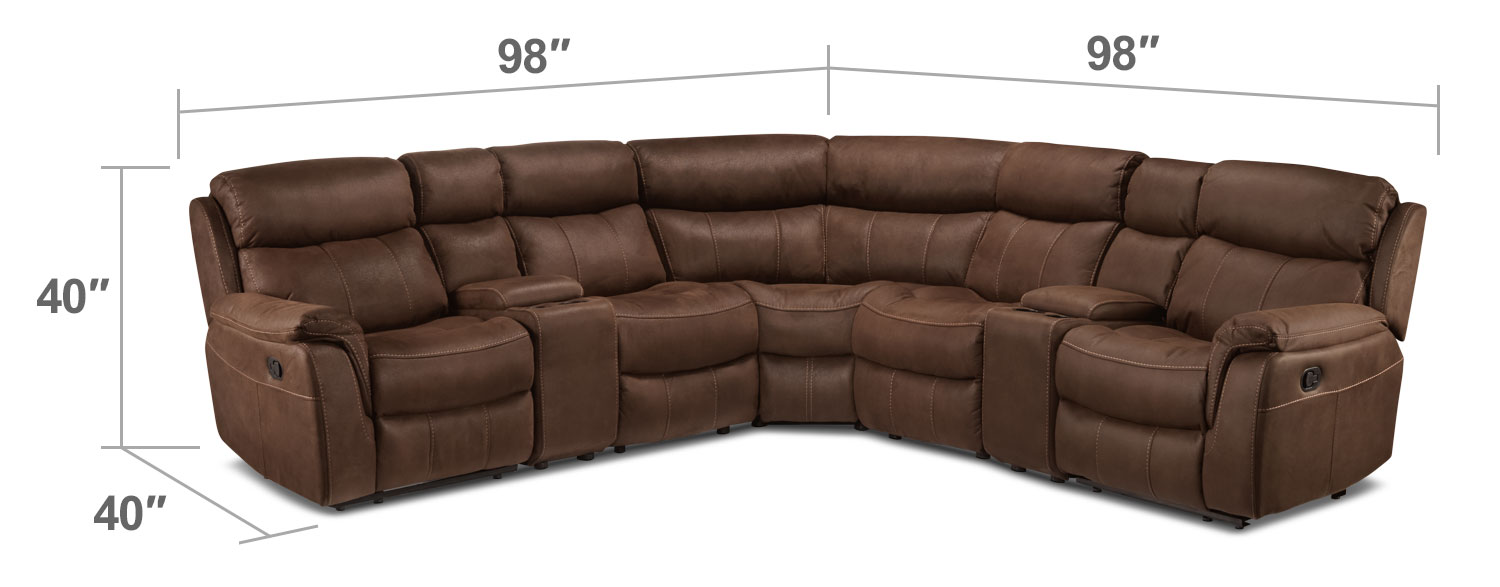 Living Room Furniture - Vaquero 7-Piece Reclining Sectional - Saddle Brown