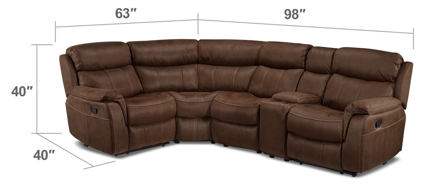 Mobilier de salle de séjour - Vaquero Sectionnel inclinable 5 mcx avec console - brun marron