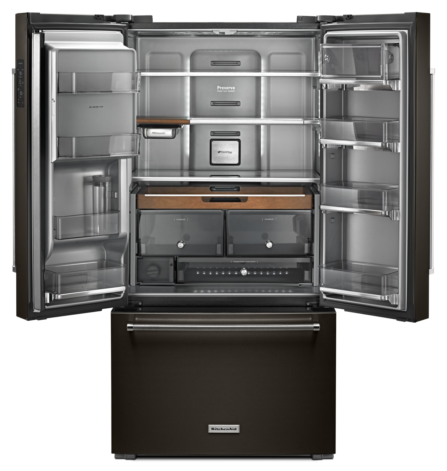 KitchenAid Black Stainless Steel Counter-Depth French Door Refrigerator Kitchenaid Refrigerator Black Stainless Steel
