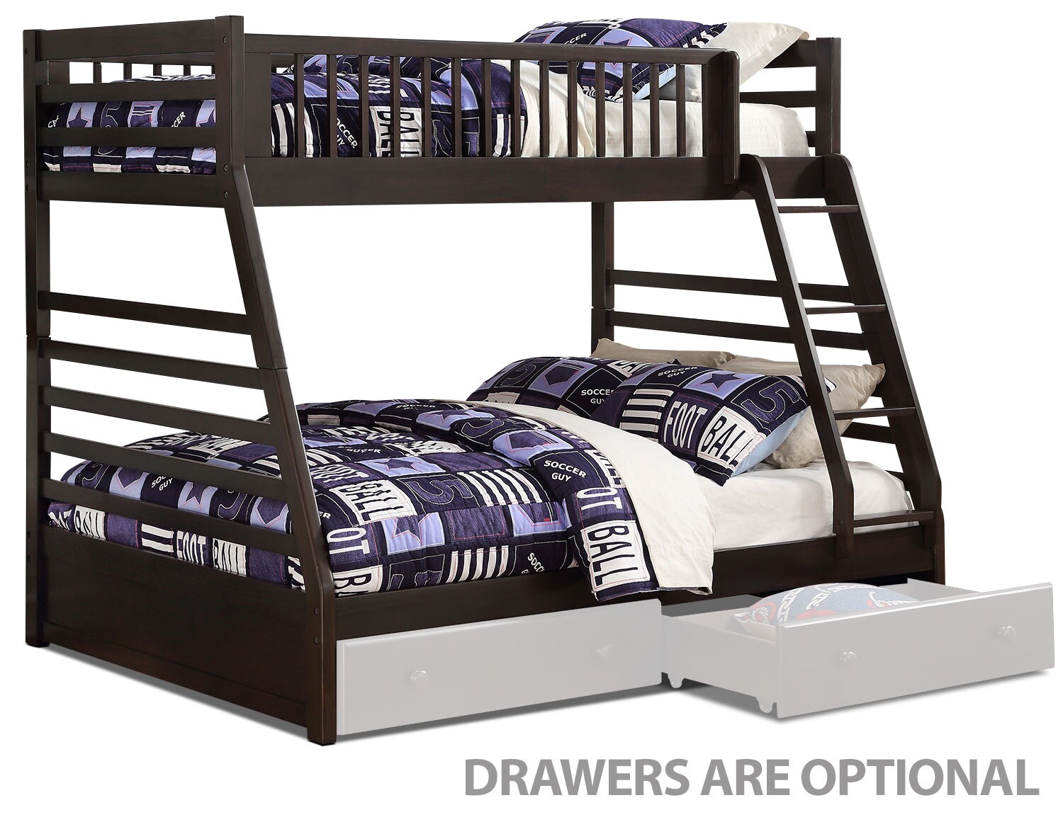 Starship Bunk Bed Pair of Drawers Grey Espresso Leon's
