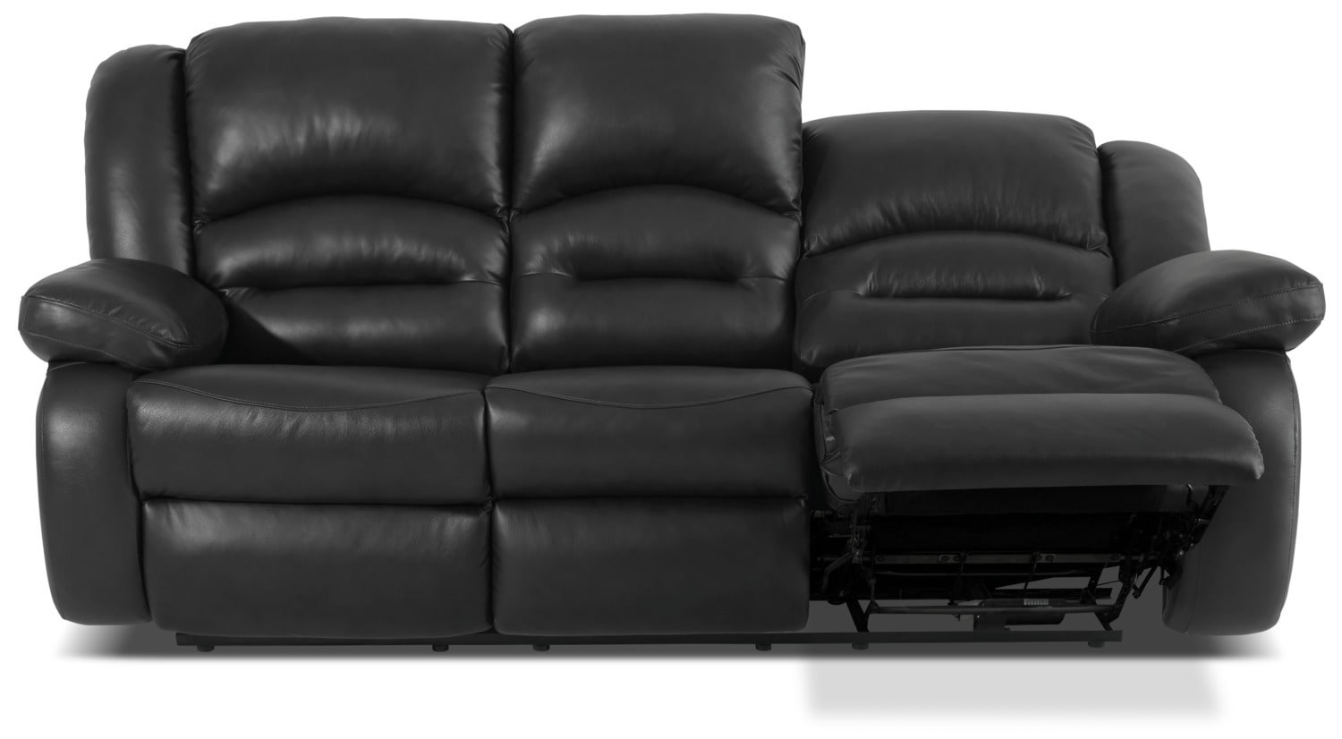toreno black genuine leather reclining sofa