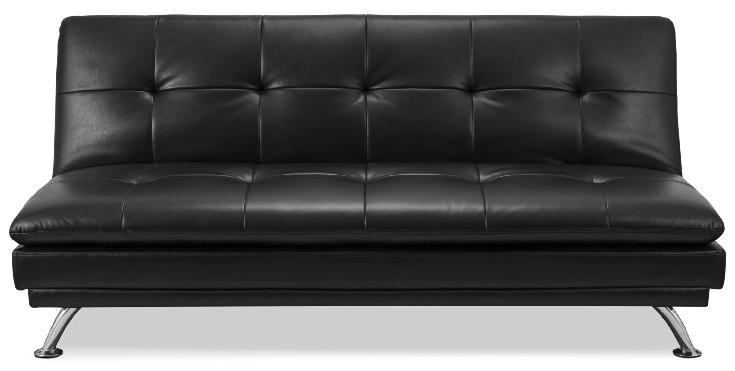 June LeatherLook Fabric Futon Black The Brick
