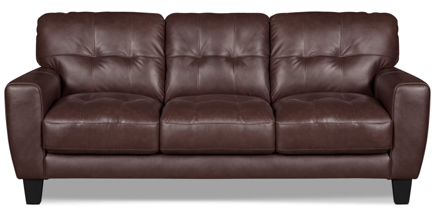 abby genuine leather sofa review