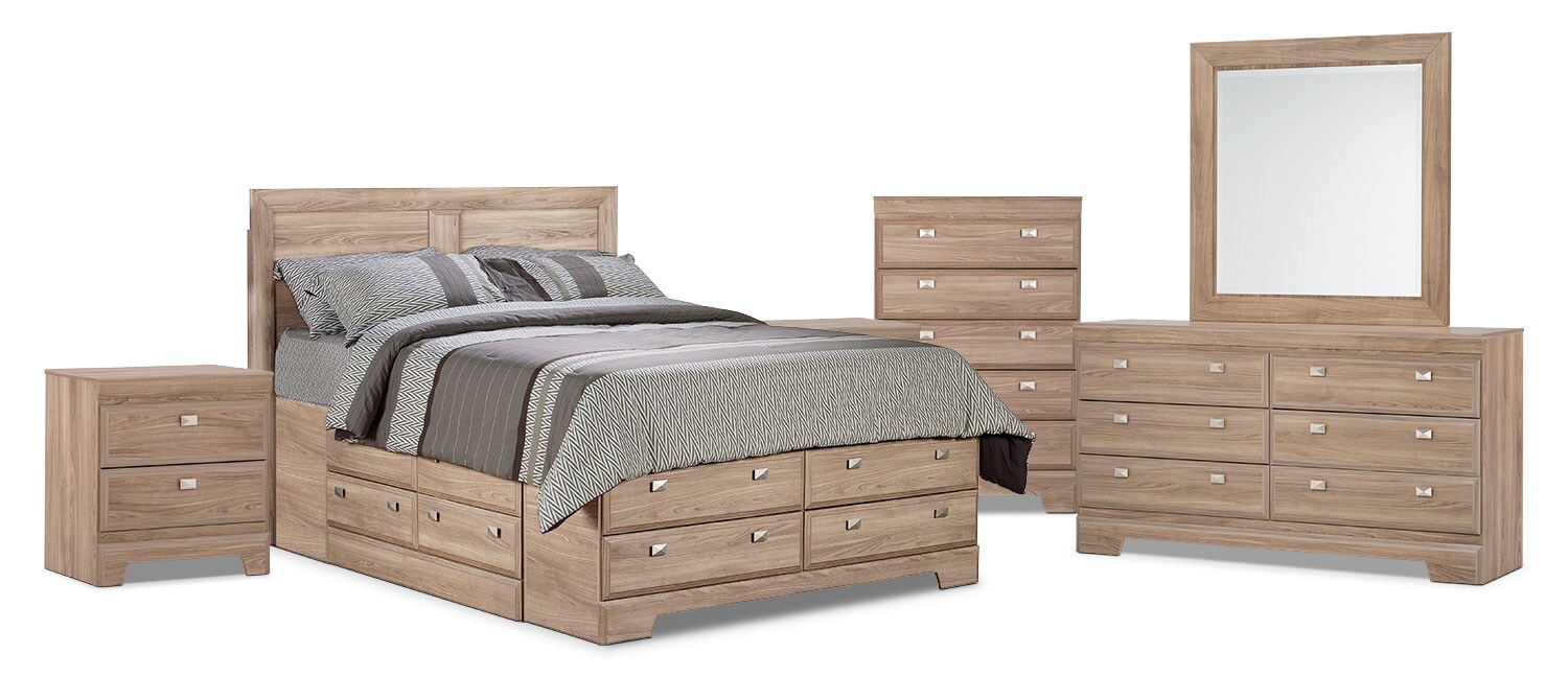 Yorkdale Light 8Piece Queen Storage Bedroom Package The Brick