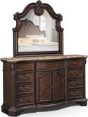 Bedroom Furniture-Monticello Pecan Dresser & Mirror