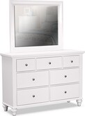 Bedroom Furniture-Savannah White Dresser & Mirror