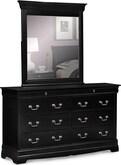 Bedroom Furniture-Neo Classic Black Dresser & Mirror
