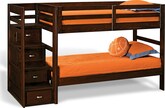 Kids Furniture-Varsity Merlot III Twin Bunk Bed with Stairs
