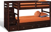 Kids Furniture-Varsity Merlot III Twin Bunk Bed with Stairs and Storage