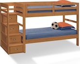 Kids Furniture-Varsity Pine III Twin Bunk Bed with Stairs