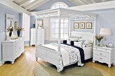 Bedroom Furniture-The Plantation Cove White Canopy Collection-Plantation Cove White Canopy Queen Bed