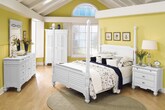 Bedroom Furniture-The Plantation Cove White Poster Collection-Plantation Cove White Poster Queen Bed