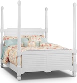 Bedroom Furniture-Plantation Cove White Poster Queen Bed