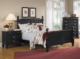 Bedroom Furniture-The Plantation Cove Black Deluxe Collection-Plantation Cove Black Deluxe Queen Bed