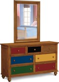 Kids Furniture-Colorworks Pine Dresser & Mirror