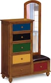 Kids Furniture-Colorworks Pine Tall Chest & Mirror