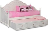 Kids Furniture-Bouquet White II Daybed with Trundle