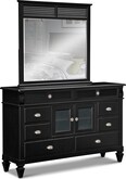 Bedroom Furniture-Charleston Bay Black Dresser & Mirror