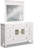 Bedroom Furniture-Charleston Bay White Dresser & Mirror