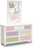 Kids Furniture-Colorworks White Dresser & Mirror