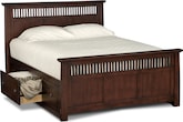 Bedroom Furniture-Arts & Crafts Dark Storage King Storage Bed