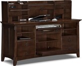 Home Office Furniture-Arts & Crafts Dark Workstation Credenza with Hutch