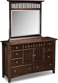 Arts & Crafts Dark Dresser & Mirror