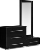 Dimora Black Dressing Dresser & Mirror with Step