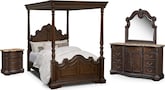 Monticello Pecan Canopy 6 Pc. Queen Bedroom