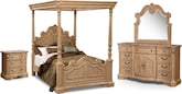 Monticello Almond Canopy 6 Pc. Queen Bedroom