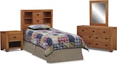 Alpine Bookcase II 4 Pc. Bedroom w/ Twin Bookcase Headboard