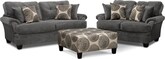 Cordoba Gray 3 Pc. Living Room w/ Cocktail Ottoman
