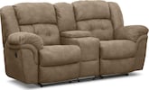 Lancer Pecan Reclining Loveseat with Console