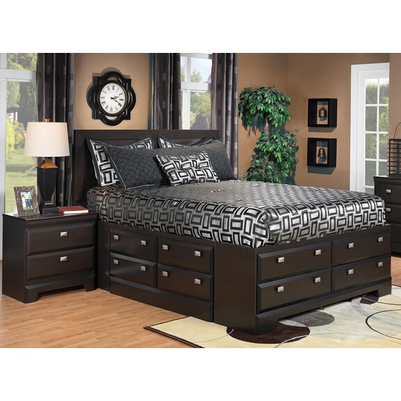 Bedroom Furniture Yorkdale Queen Storage Bed with Nightstand Package