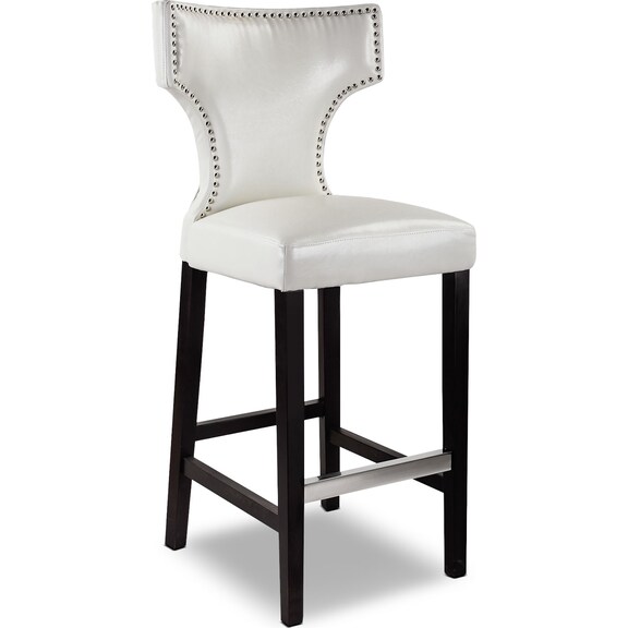 Dining Room Furniture Kings BarHeight Bar Stool with Metal Studs White