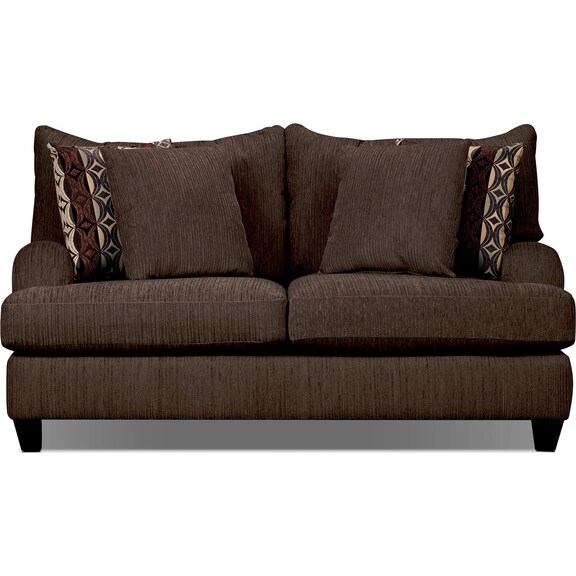 Living Room Furniture Putty Chenille Loveseat Chocolate