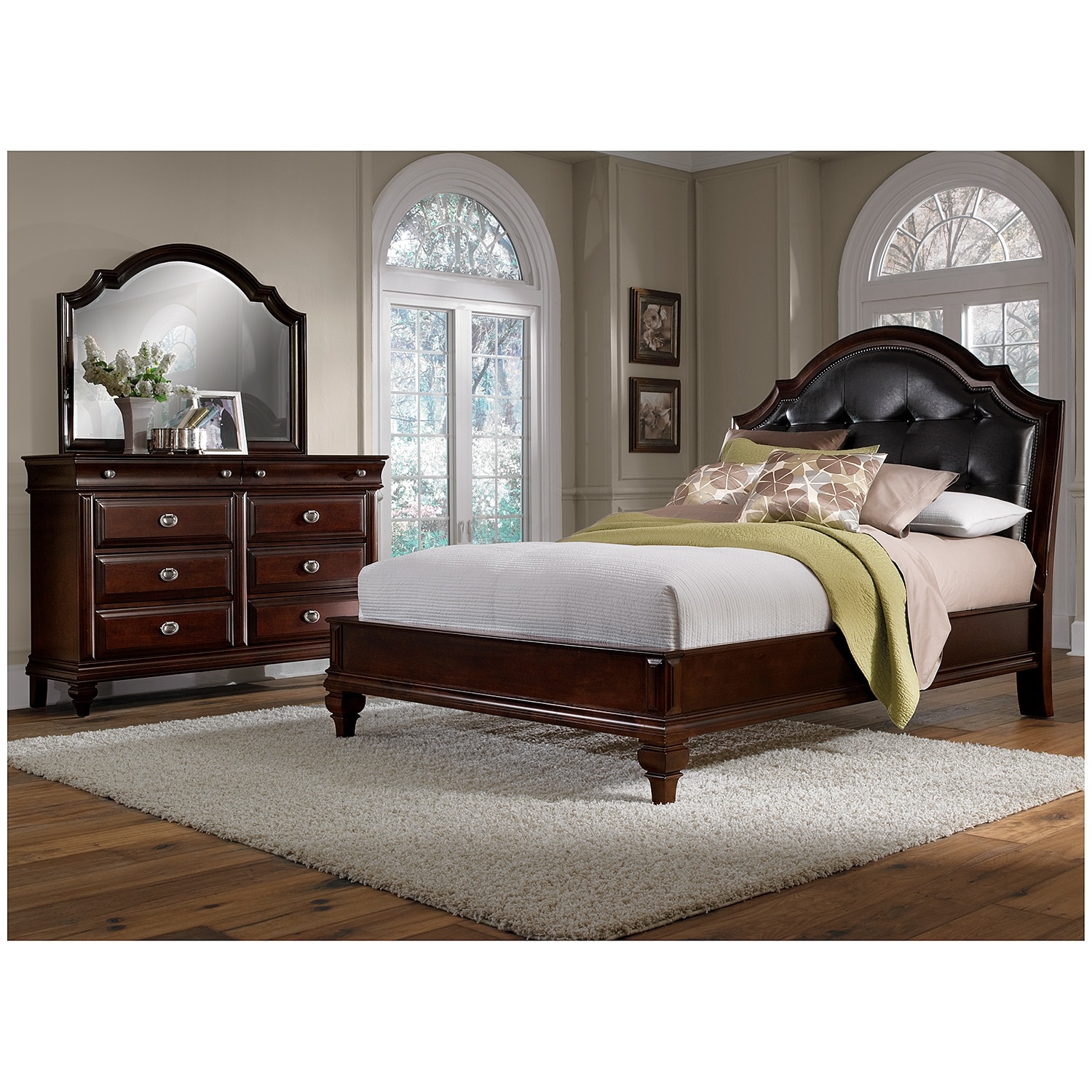 Manhattan 5Piece Queen Bedroom Set  Cherry  Value City 