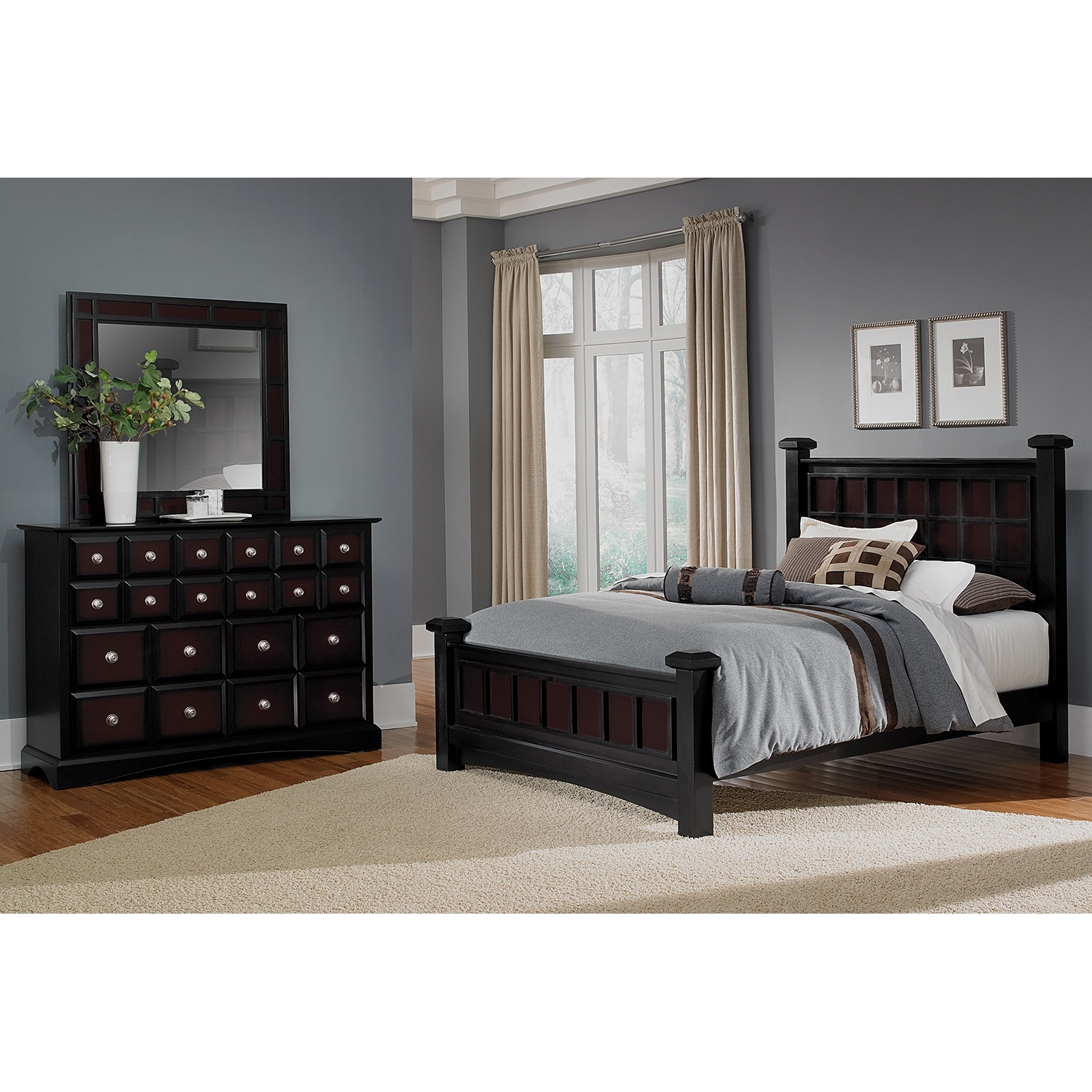 Winchester 5  Piece King  Bedroom  Set  Black and Burnished 