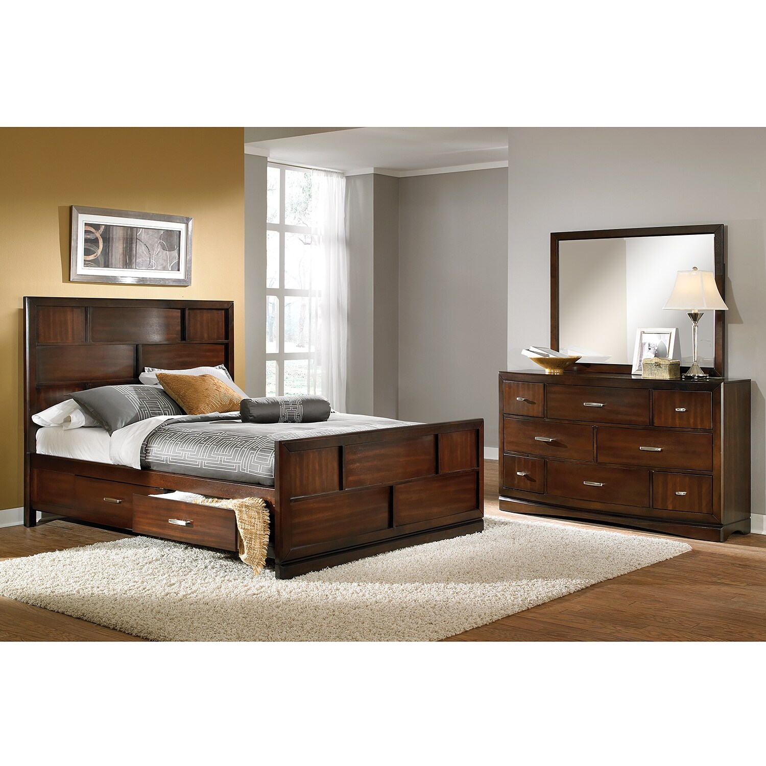 Toronto 5-Piece King Storage Bedroom Set - Pecan | American Signature ...